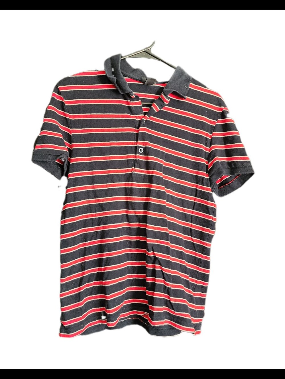 H&M Black and Red Striped Polo Shirt